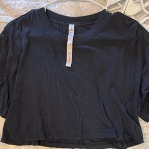 Lululemon Black Relaxed Crop Top Short Sleeve